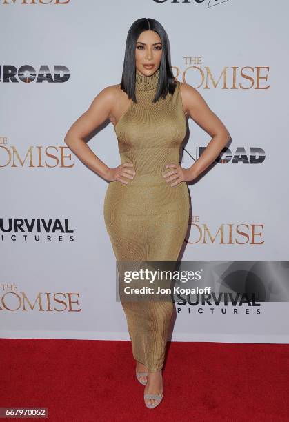 Kim Kardashian arrives at the Los Angeles Premiere "The Promise" at TCL Chinese Theatre on April 12, 2017 in Hollywood, California.