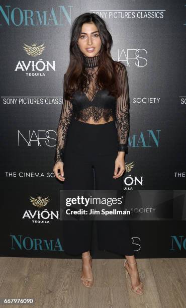 Model Nicola Achilleas attends the screening of Sony Pictures Classics' "Norman" hosted by The Cinema Society with NARS & AVION at the Whitby Hotel...