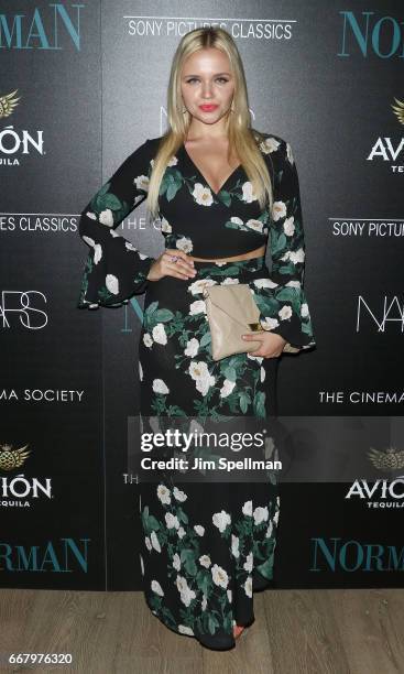 Actress Veronika Dash attends the screening of Sony Pictures Classics' "Norman" hosted by The Cinema Society with NARS & AVION at the Whitby Hotel on...