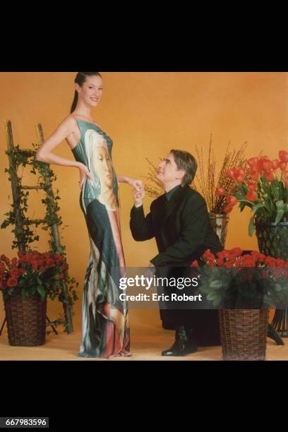 Mar{va Galantier, Miss France 1999 and the singer Serge Lama.