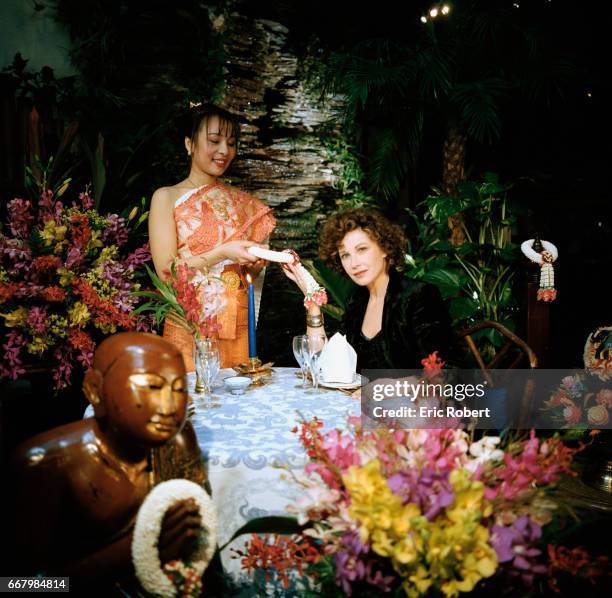 French actress Marlene Jobert dines at the upscale Thai restaurant Elephant Bleu. Her first film was director Jean-Luc Godard's Masculin Feminin and...