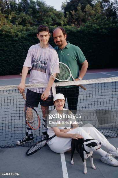 Dutch actress Sylvia Kristel with her husband French director and producer Philippe Blot, and her son Arthur , at home in Los Angeles.