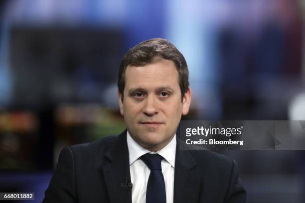 Adam Marshall, director-general of the British Chambers of Commerce , pauses during a Bloomberg Television interview in London, United Kingdom, on...
