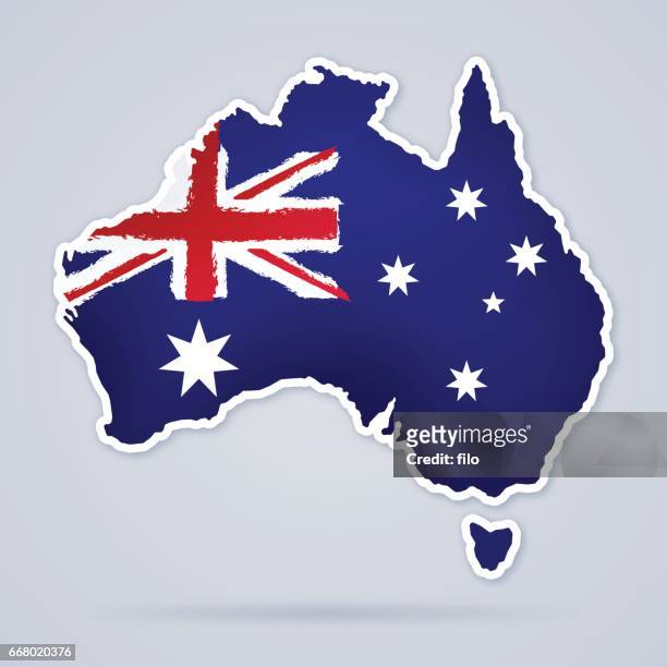 australia flag map - australian culture stock illustrations