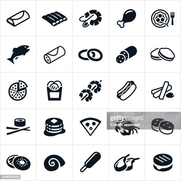 ilustraciones, imágenes clip art, dibujos animados e iconos de stock de iconos de alimentos cocinas - crep