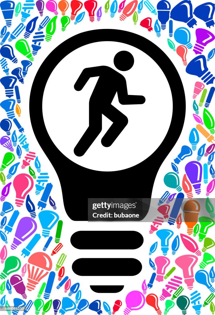 Running Man Light Bulb Conceptual Vector Background Pattern