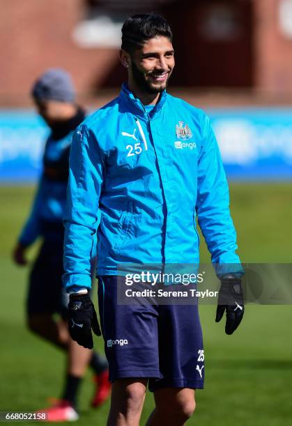 Achraf Lazaar during the Newcastle United Training Session at The Newcastle United Training Centre on April 13, 2017 in Newcastle upon Tyne, England.