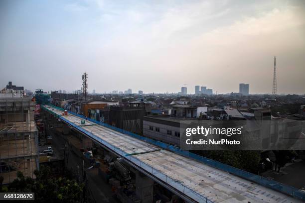 The progress view of MRT project at Blok-M Area South Jakarta. The development of MRT at Lebak Bulus-Fatmawati-Blok M has already reach 65%.