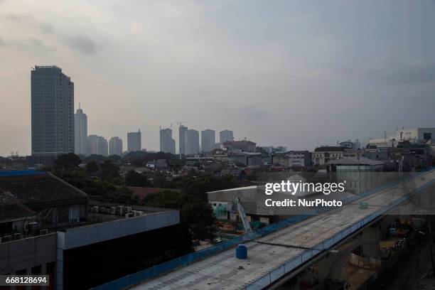 The progress view of MRT project at Blok-M Area South Jakarta. The development of MRT at Lebak Bulus-Fatmawati-Blok M has already reach 65%.