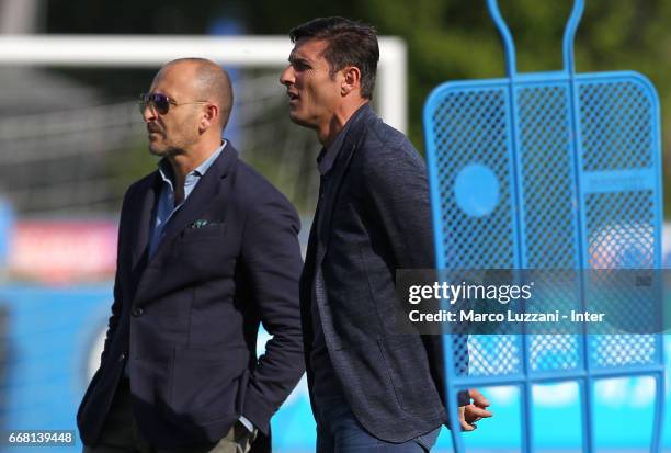 Sportif Director of FC Internazionale Milano Piero Ausilio and Vice President of FC Internazionale Milano Javier Zanetti look on during the FC...