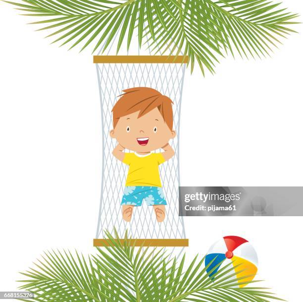 boy in hammock - hammock stock illustrations