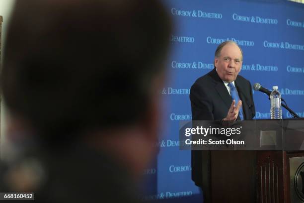 Attorney Thomas Demetrio speaks at a press conference on behalf of Dr. David Dao, on April 13, 2017 in Chicago, Illinois. On April 9, Dr. Dao was...