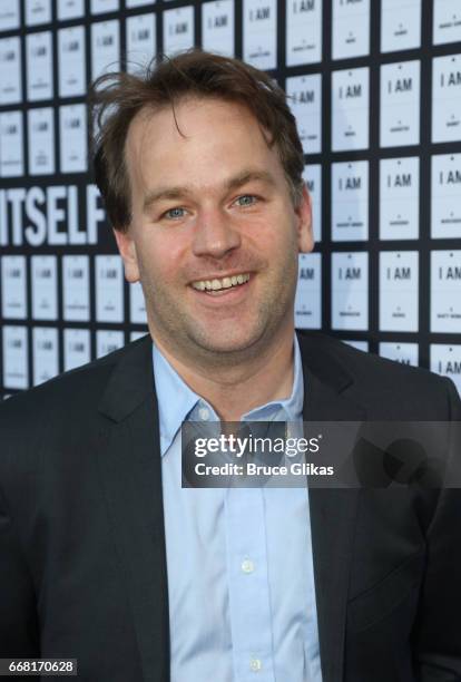 Mike Birbiglia poses at the opening night arrivals of "In & Of Itself" at The Daryl Roth Theatre on April 12, 2017 in New York City.