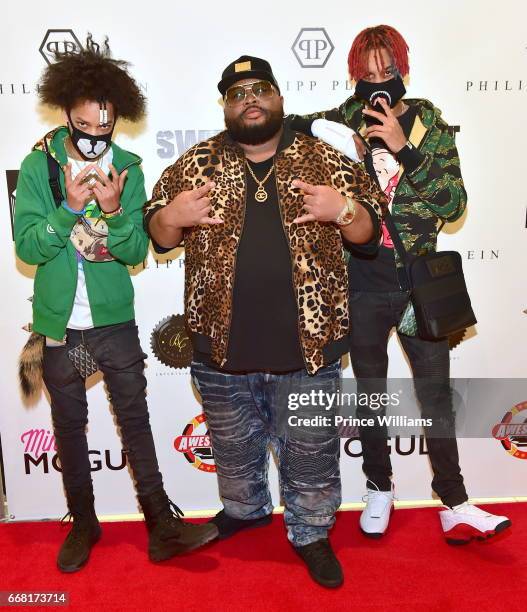Teo, Jazze Pha and Ayo attend Sip, Shop + Listen For The "Crown" EP at Philipp Plein on April 12, 2017 in Atlanta, Georgia.