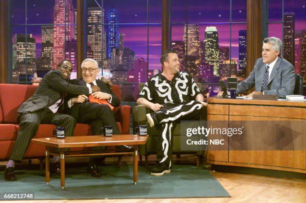 Pictured: Rapper Sean Combs with Political Scientist Henry Kissinger and Muscian Uncle Kracker during an interview with Host Jay Leno on July 17th,...