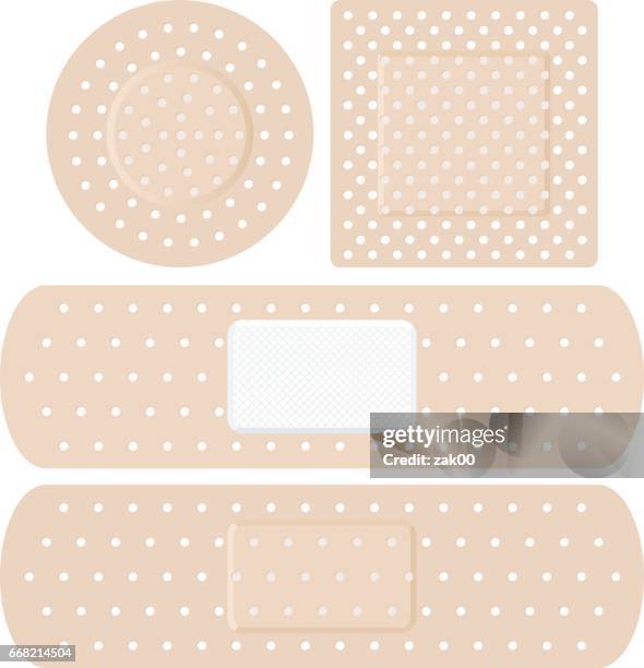 adhesive bandage set - medical eye patch stock illustrations