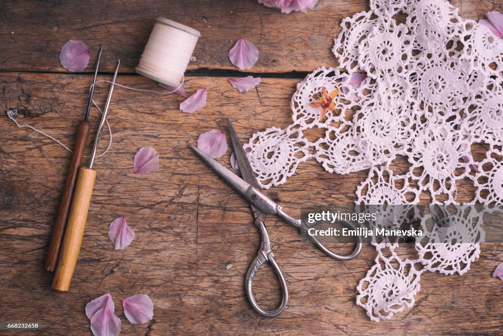 White lace doily, homemade