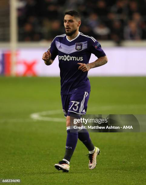 Nicolae Stanciu of Anderlecht during the UEFA Europa League quarter final first leg match between RSC Anderlecht and Manchester United at Constant...