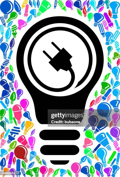 electric plug light bulb conceptual vector background pattern - electrician background stock illustrations
