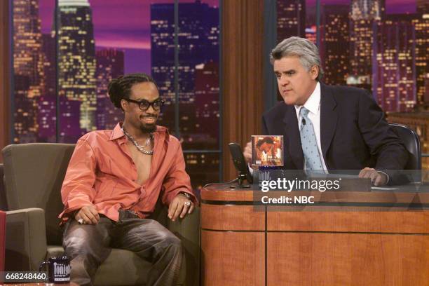 Pictured: Singer Bilal during an interview with Host Jay Leno on August 3rd, 2001 --