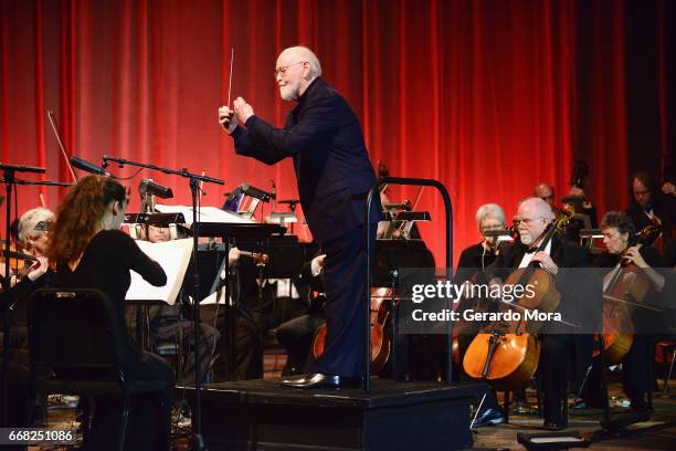 Composer John Williams attends the 40 Years of Star Wars panel during the 2017 Star Wars Celebrationat Orange County Convention Center on April 13,...
