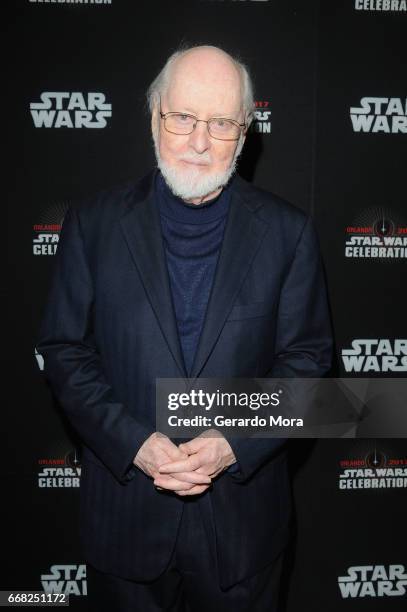 Composer John Williams attends the 40 Years of Star Wars panel during the 2017 Star Wars Celebrationat Orange County Convention Center on April 13,...