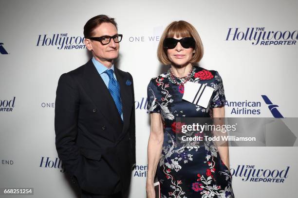 Hamish Bowles and Anna Wintour attend The Hollywood Reporter 35 Most Powerful People In Media 2017 at The Pool on April 13, 2017 in New York City.