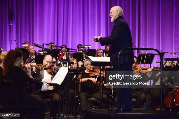 Composer John Williams attends the 40 Years of Star Wars panel during the 2017 Star Wars Celebrationat Orange County Convention Center on April 13,...