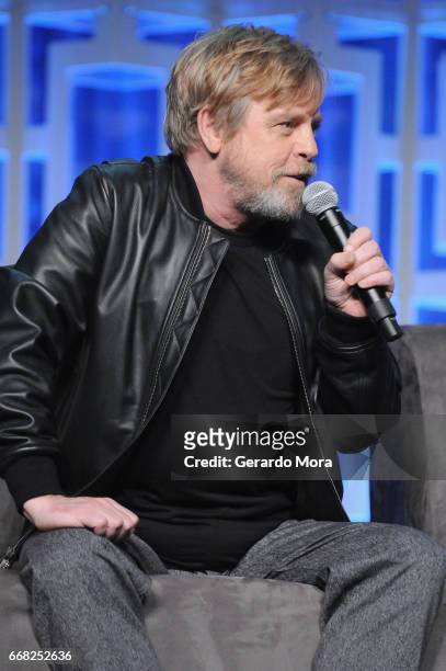 Mark Hamill attends the 40 Years of Star Wars panel during the 2017 Star Wars Celebration at Orange County Convention Center on April 13, 2017 in...