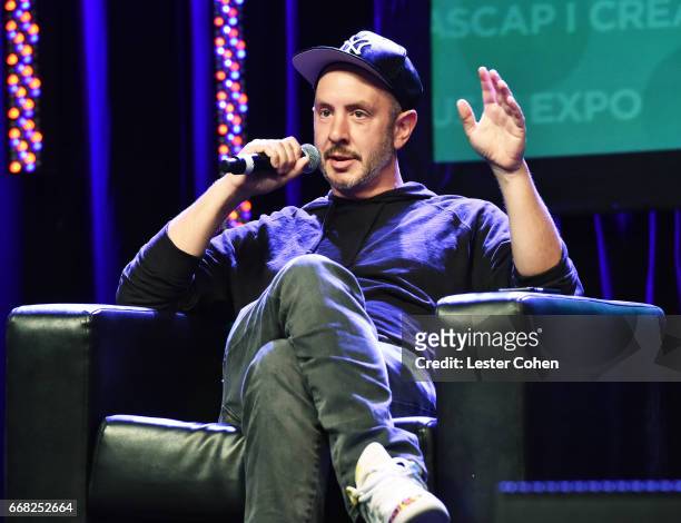 Writer/producer Sam Hollander speaks onstage at 'We Create Music' presented by Billboard during the 2017 ASCAP "I Create Music" EXPO on April 13,...