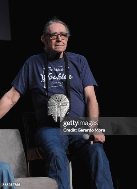 Peter Mayhew attends the 40 Years of Star Wars panel during the 2017 Star Wars Celebration at Orange County Convention Center on April 13, 2017 in...