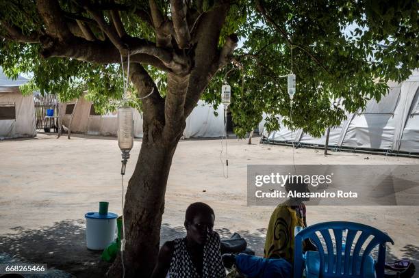 South-Sudan, Mingkaman in Lake State. UNFPA facility with pregnant mother on labour. The facility is deliviring an avarage of 15 babies per week. The...