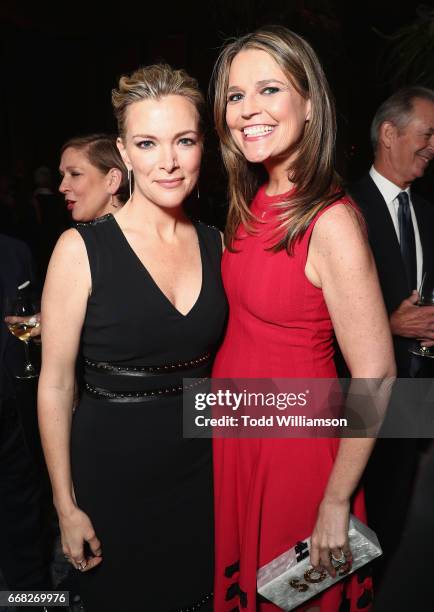 Megyn Kelly and journalist Savannah Guthrie attend The Hollywood Reporter 35 Most Powerful People In Media 2017 at The Pool on April 13, 2017 in New...