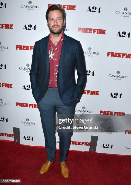 Armie Hammer arrive at the Premiere Of A24's "Free Fire" at ArcLight Hollywood on April 13, 2017 in Hollywood, California.