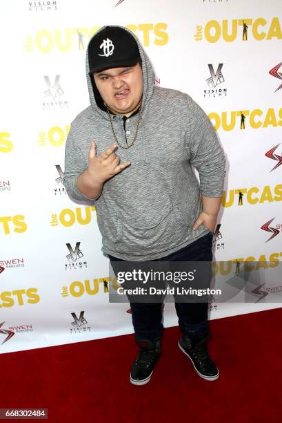 Actor Jovan Armand attends the premiereof Swen Group's "The Outcasts" at Landmark Regent on April 13, 2017 in Los Angeles, California.