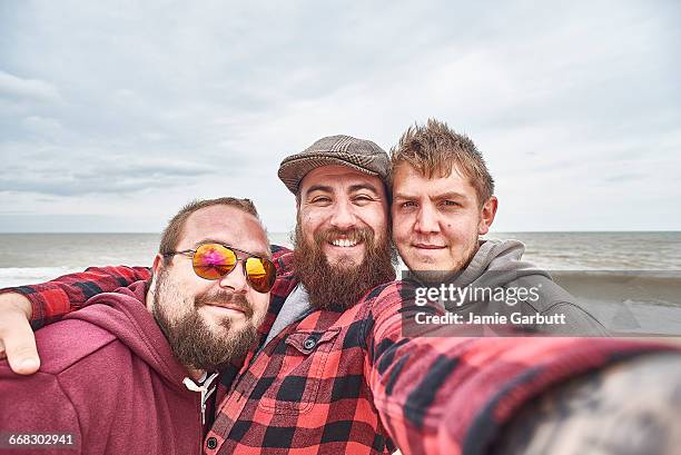 three british males are posing for a selfie - selfie three people stock pictures, royalty-free photos & images