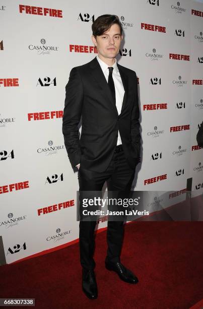 Actor Sam Riley attends the premiere of "Free Fire" at ArcLight Hollywood on April 13, 2017 in Hollywood, California.