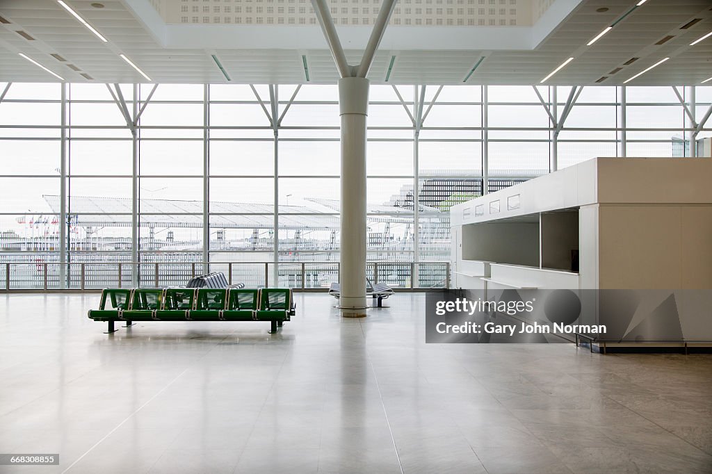 Empty seats at airport waiting area