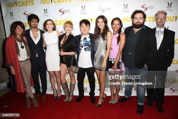 The cast and crew of "The Outcasts" attend the premiere of Swen Group's "The Outcasts" at Landmark Regent on April 13, 2017 in Los Angeles,...