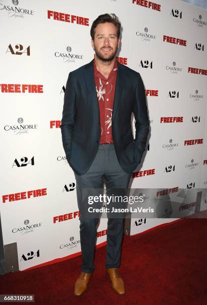 Actor Armie Hammer attends the premiere of "Free Fire" at ArcLight Hollywood on April 13, 2017 in Hollywood, California.