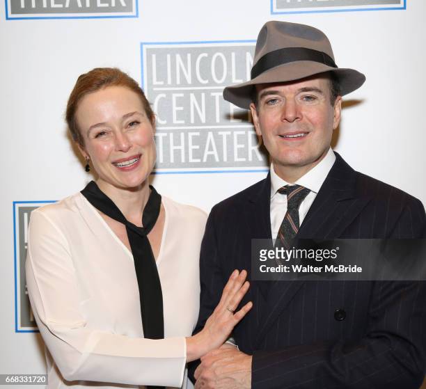 Jennifer Ehle and Jefferson Mays attend the Opening Night Performance press reception for the Lincoln Center Theater production of 'Oslo' at the...