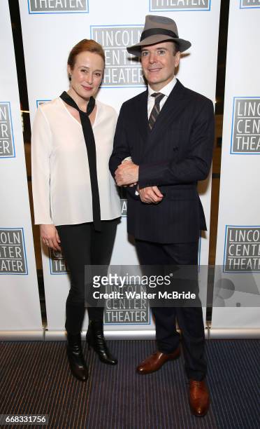 Jennifer Ehle and Jefferson Mays attend the Opening Night Performance press reception for the Lincoln Center Theater production of 'Oslo' at the...