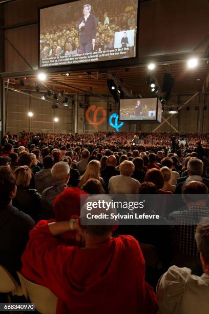 Jean-Luc Melenchon of the French far left Parti de Gauche and candidate for the 2017 French presidential election, attends a political rally on April...