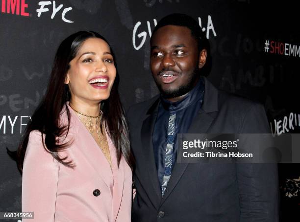 Freida Pinto and Babou Ceesay attend Showtime's 'Guerrilla' FYC Event at The WGA Theater on April 13, 2017 in Beverly Hills, California.