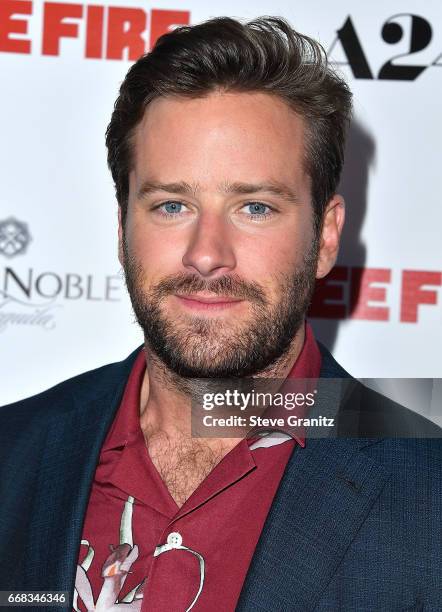 Armie Hammer arrive at the Premiere Of A24's "Free Fire" at ArcLight Hollywood on April 13, 2017 in Hollywood, California.