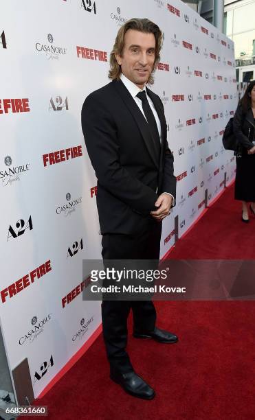 Actor Sharlto Copley attends The Los Angeles Premiere Of "Free Fire" Presented By Casa Noble Tequila on April 13, 2017 in Los Angeles, California.