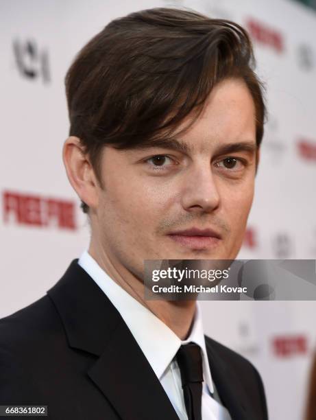 Actor Sam Riley attends The Los Angeles Premiere Of "Free Fire" Presented By Casa Noble Tequila on April 13, 2017 in Los Angeles, California.