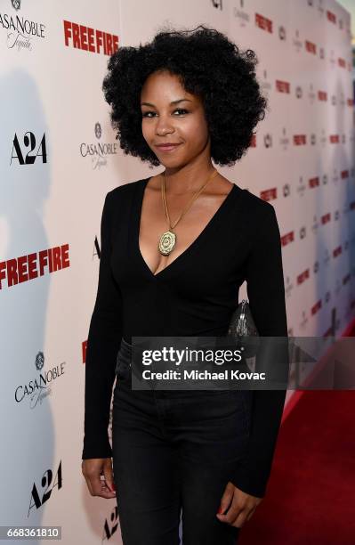 Actress Aasha Davis attends The Los Angeles Premiere Of "Free Fire" Presented By Casa Noble Tequila on April 13, 2017 in Los Angeles, California.