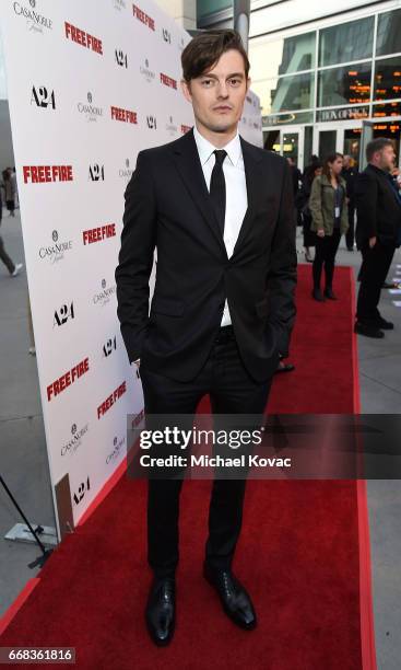 Actor Sam Riley attends The Los Angeles Premiere Of "Free Fire" Presented By Casa Noble Tequila on April 13, 2017 in Los Angeles, California.