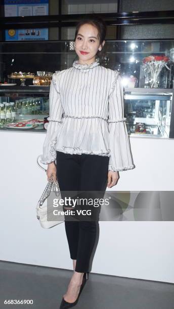 Actress and singer Victoria Song attends the commercial event of Chanel Coco Cafe on April 13, 2017 in Shanghai, China.
